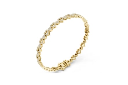 Sophisticated Gold Hexagon Cut Halo Diamond Bracelet