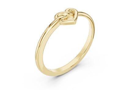 Plain Gold Heart Shaped Ring Elegant Love Knot Design