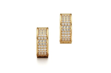 hoop Gold Round Diamond Earrings