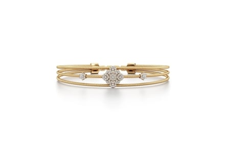 Elegant Gold Triple-Strand Diamond Bangle